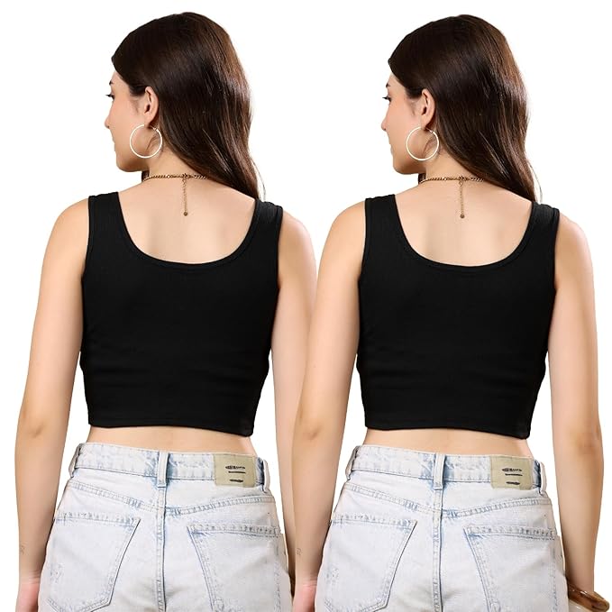 KEX Women’s & Girls Cotton Tank Top | Round Neck Sleeveless Innerwear or Layering Top | Soft, Breathable Stretchable Fabric | Casual, Gym Comfort |