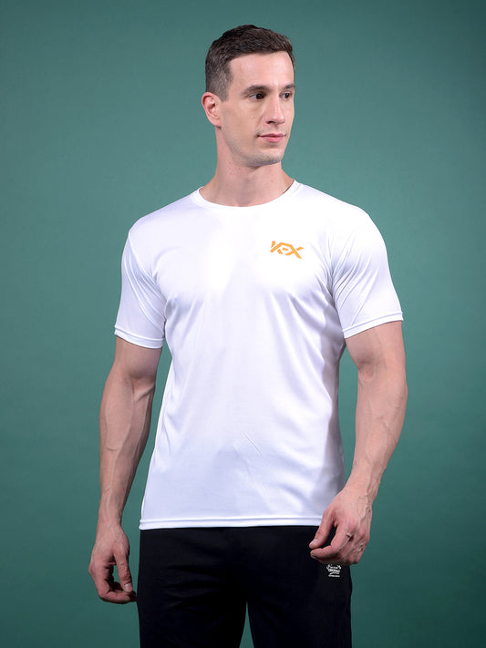 Kex Men Polyester Rounde neck half sleeve  Solid White Tshirt
