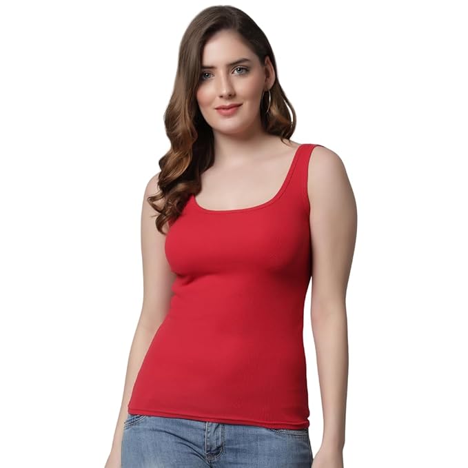 KEX Fashion Women's & Girls Slim Fit Cotton Racerback Tank Top | Soft & Breathable Fabric | Stylish Plain Sleeveless Tee for Casual, Active or Layered Wear | All-Day Comfort