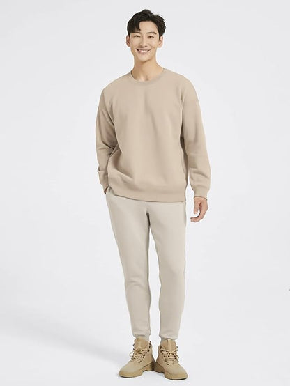 madfrog Men’s Solid Round Neck Cotton Fleece Sweatshirt | Comfort Fit, Long Sleeve, Soft & Warm Winter Pullover for Casual & Outdoor Wear