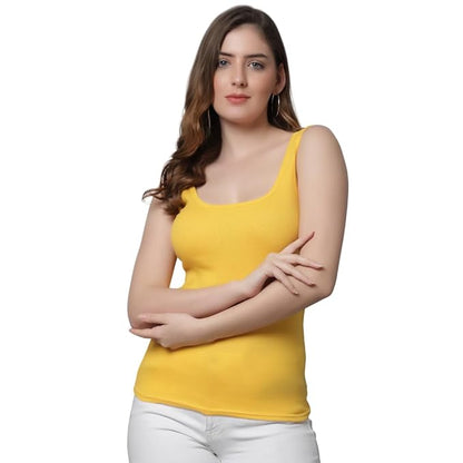 KEX Women’s & Girls Cotton Tank Top | Round Neck Sleeveless Innerwear or Layering Top | Soft, Breathable Stretchable Fabric | Casual, Gym Comfort