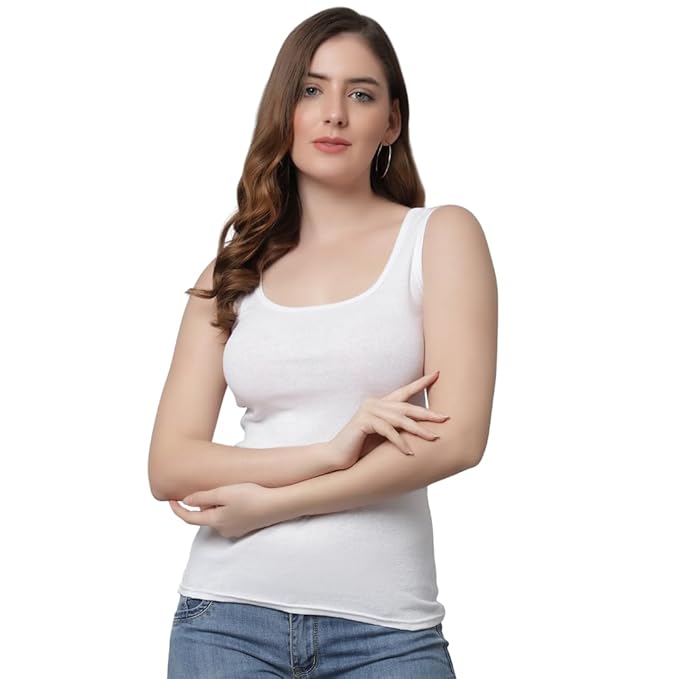 KEX Fashion Women's & Girls Slim Fit Cotton Racerback Tank Top | Soft & Breathable Fabric | Stylish Plain Sleeveless Tee for Casual, Active or Layered Wear | All-Day Comfort