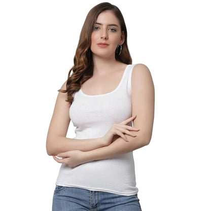 KEX Fashion Women's & Girls Slim Fit Cotton Racerback Tank Top | Soft & Breathable Fabric | Stylish Plain Sleeveless Tee for Casual, Active or Layered Wear | All-Day Comfort