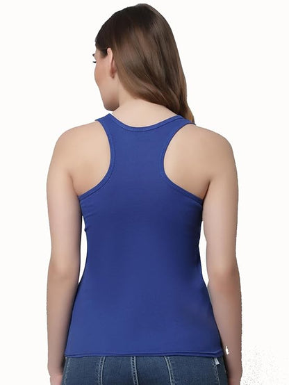 KEX Women’s & Girls Cotton Tank Top | Round Neck Sleeveless Innerwear or Layering Top | Soft, Breathable Stretchable Fabric | Casual, Gym Comfort