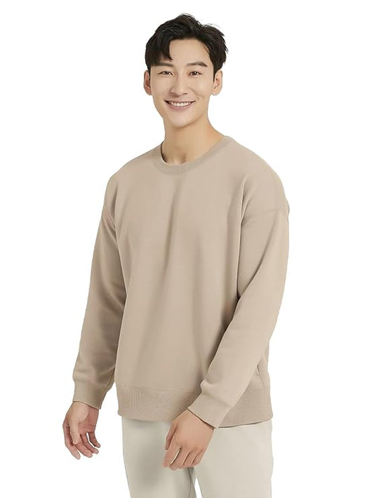 madfrog Men’s Solid Round Neck Cotton Fleece Sweatshirt | Comfort Fit, Long Sleeve, Soft & Warm Winter Pullover for Casual & Outdoor Wear