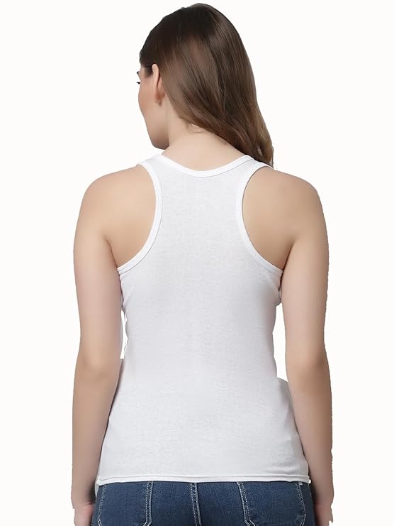 KEX Women’s & Girls Cotton Tank Top | Round Neck Sleeveless Innerwear or Layering Top | Soft, Breathable Stretchable Fabric | Casual, Gym Comfort