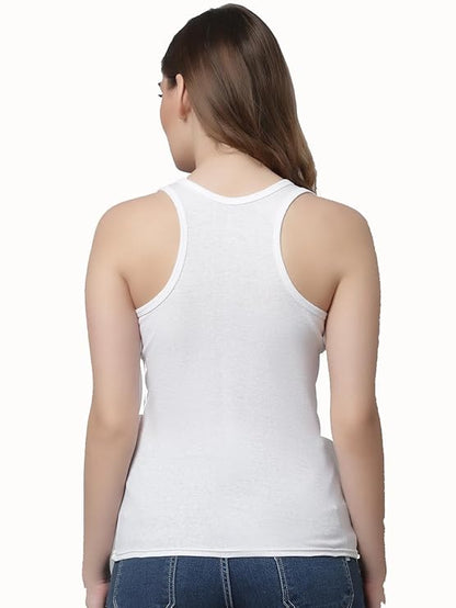 KEX Women’s & Girls Cotton Tank Top | Round Neck Sleeveless Innerwear or Layering Top | Soft, Breathable Stretchable Fabric | Casual, Gym Comfort