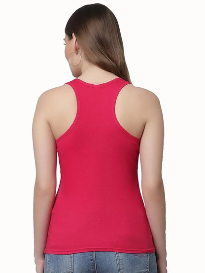 KEX Fashion Women's & Girls Slim Fit Cotton Racerback Tank Top | Soft & Breathable Fabric | Stylish Plain Sleeveless Tee for Casual, Active or Layered Wear | All-Day Comfort