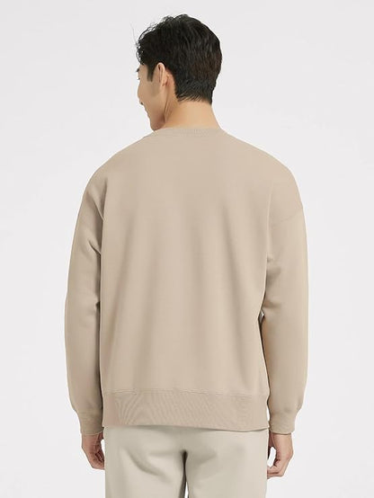 madfrog Men’s Solid Round Neck Cotton Fleece Sweatshirt | Comfort Fit, Long Sleeve, Soft & Warm Winter Pullover for Casual & Outdoor Wear