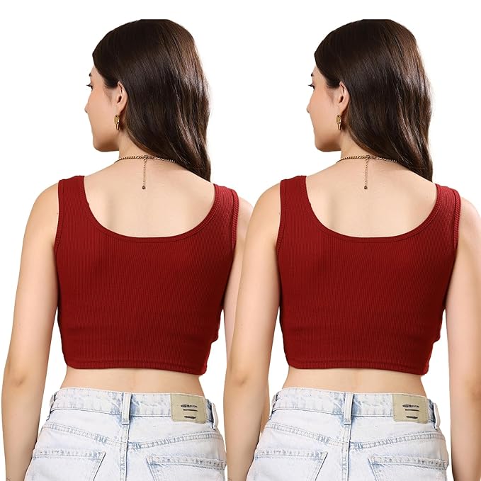 KEX Women’s & Girls Cotton Tank Top | Round Neck Sleeveless Innerwear or Layering Top | Soft, Breathable Stretchable Fabric | Casual, Gym Comfort |