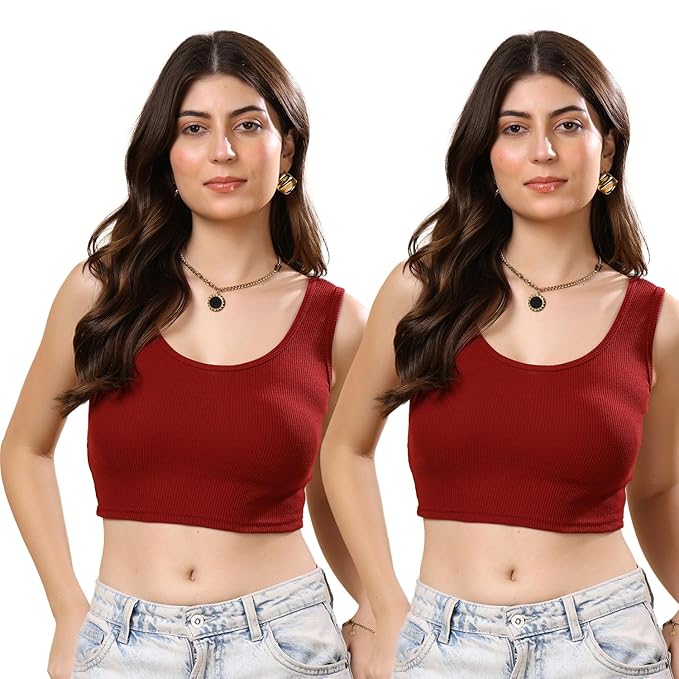 KEX Women’s & Girls Cotton Tank Top | Round Neck Sleeveless Innerwear or Layering Top | Soft, Breathable Stretchable Fabric | Casual, Gym Comfort |