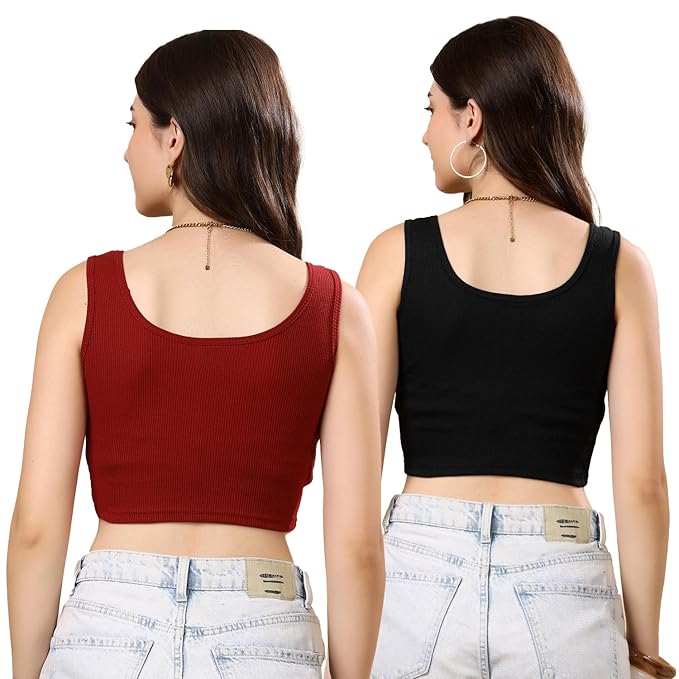 KEX Women’s & Girls Cotton Tank Top | Round Neck Sleeveless Innerwear or Layering Top | Soft, Breathable Stretchable Fabric | Casual, Gym Comfort |