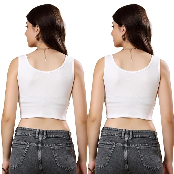 KEX Women’s & Girls Cotton Tank Top | Round Neck Sleeveless Innerwear or Layering Top | Soft, Breathable Stretchable Fabric | Casual, Gym Comfort |