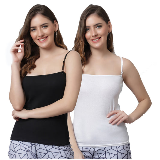 Kex Women Adjustable Camisole Black & White Pack of 2