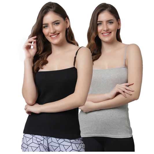 Kex Women Adjustable Camisole Black & Grey Pack of 2