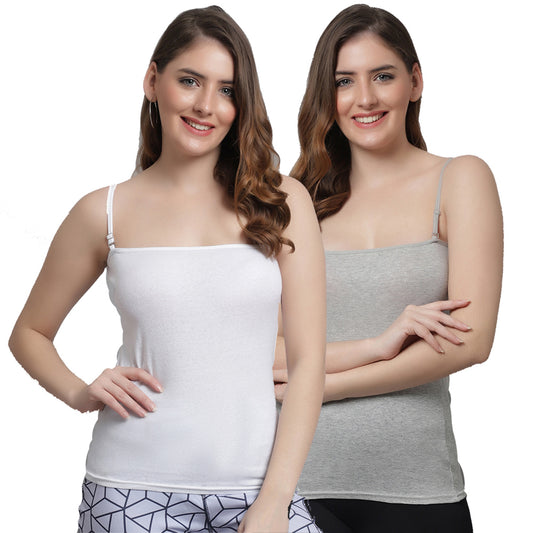 Kex Women Adjustable Camisole White & Grey Pack of 2