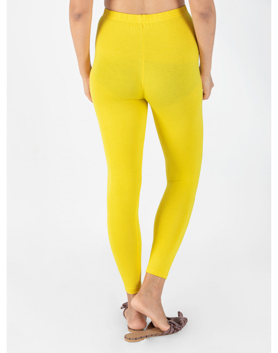 Kex Women Ankle Length Leggings Yellow & Black Pack of 2