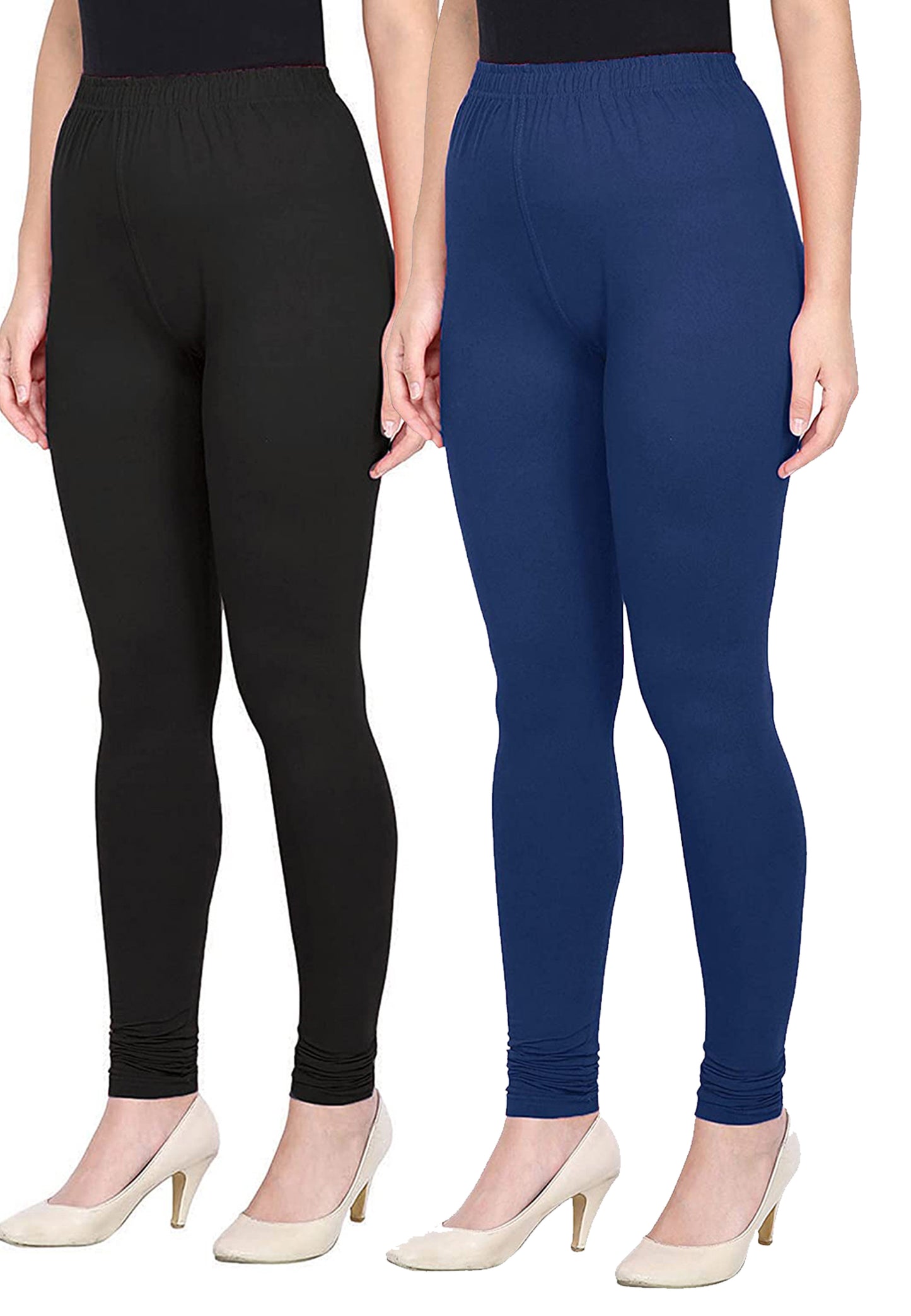 Kex Women Churidar Leggings Black & Navy Blue Pack of 2