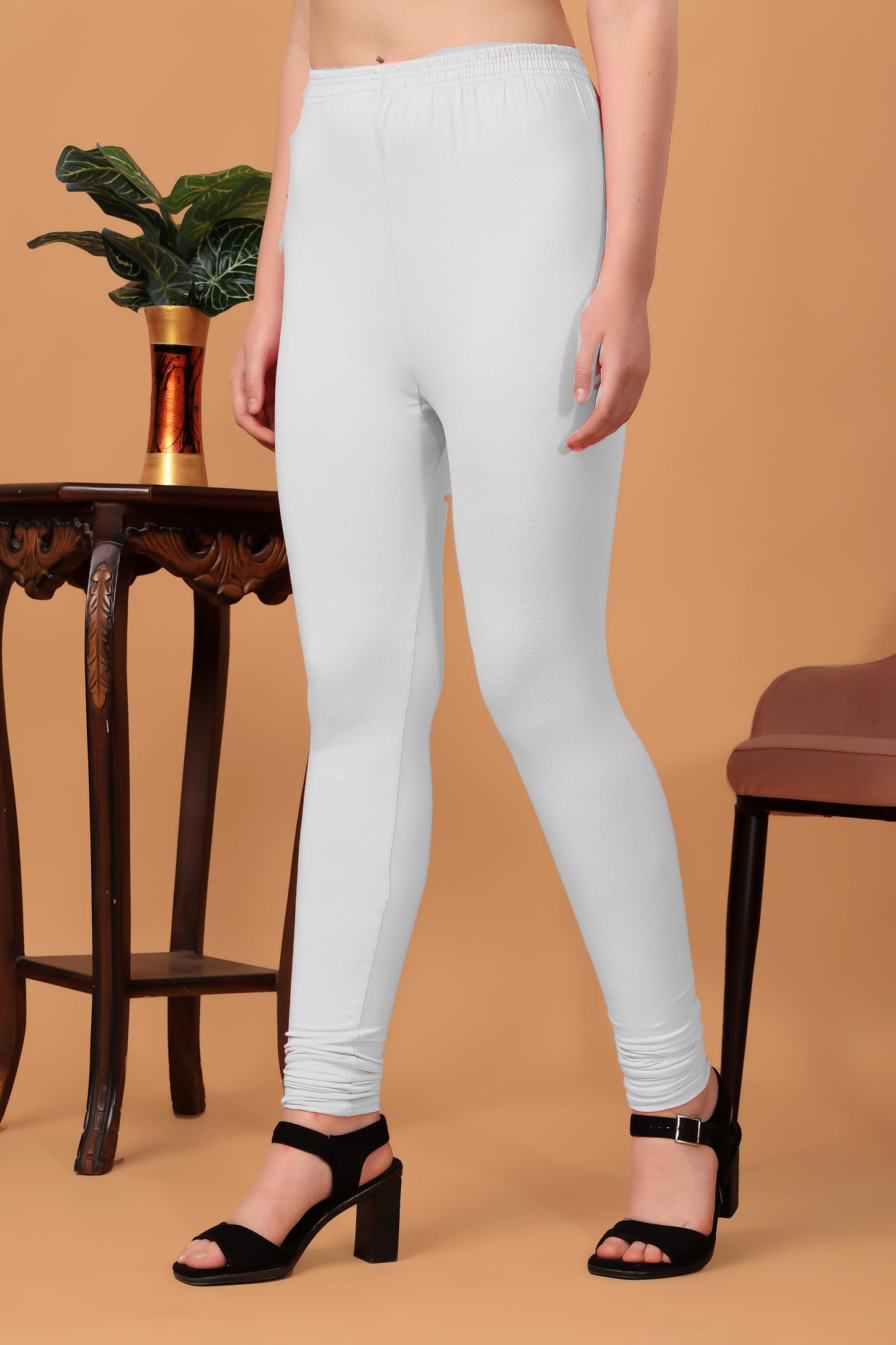 Kex Women Churidar Leggings White & Orange Pack of 2