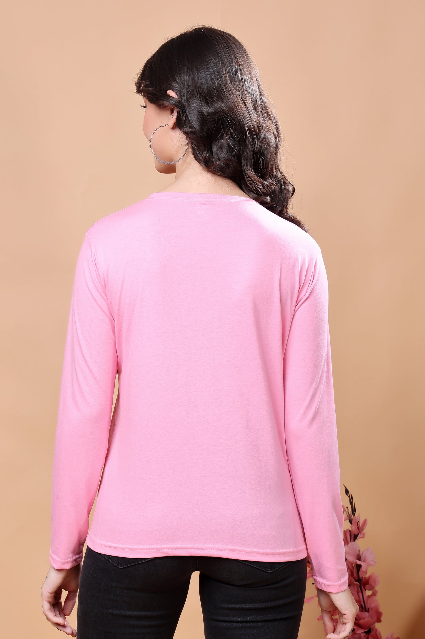 Kex Women Cotton Pink Solid Tshirt