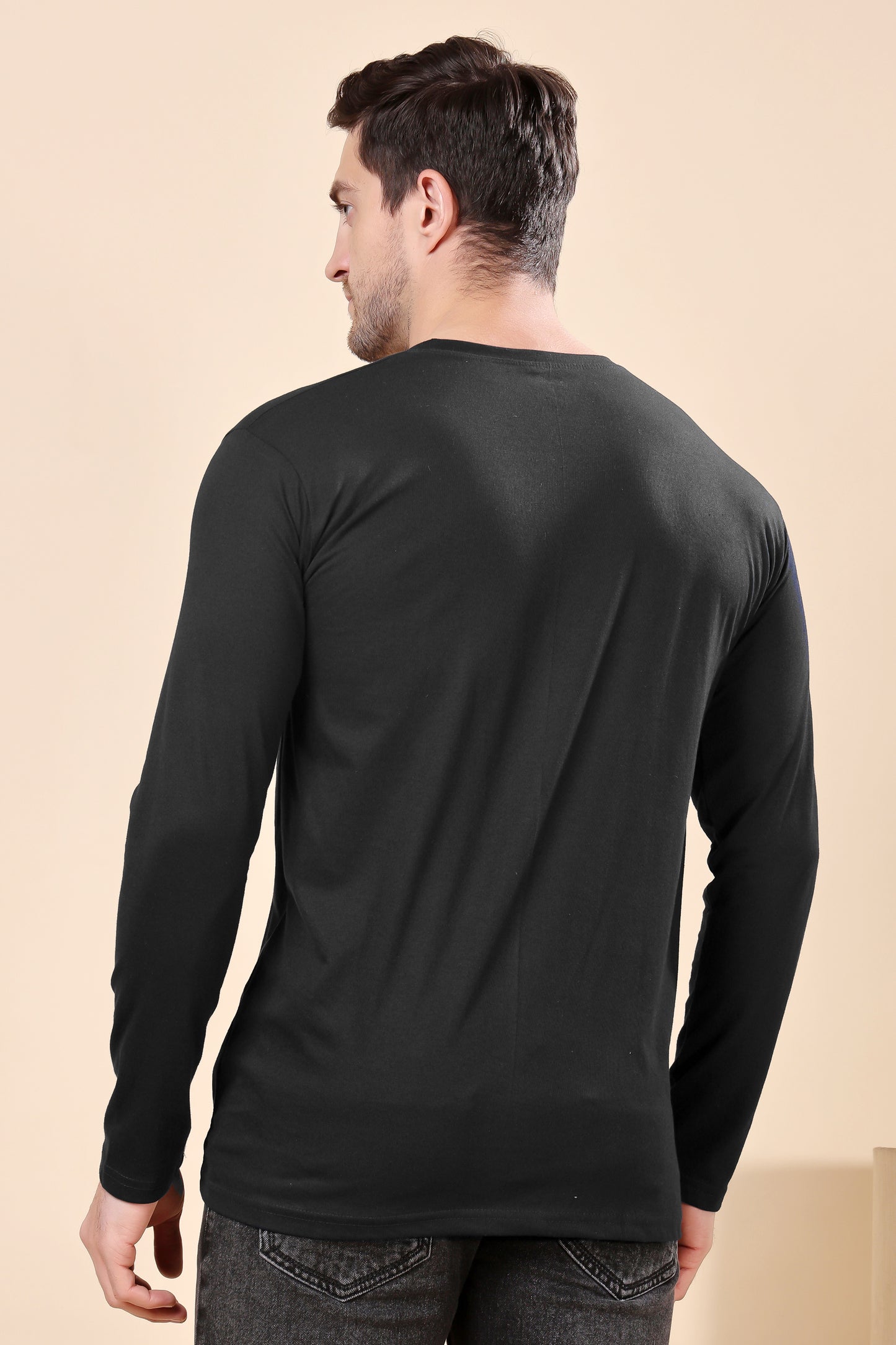 Kex Men Cotton Full Sleeve Solid Black Tshirt