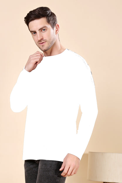 Kex Men Cotton Full Sleeve Solid White Tshirt