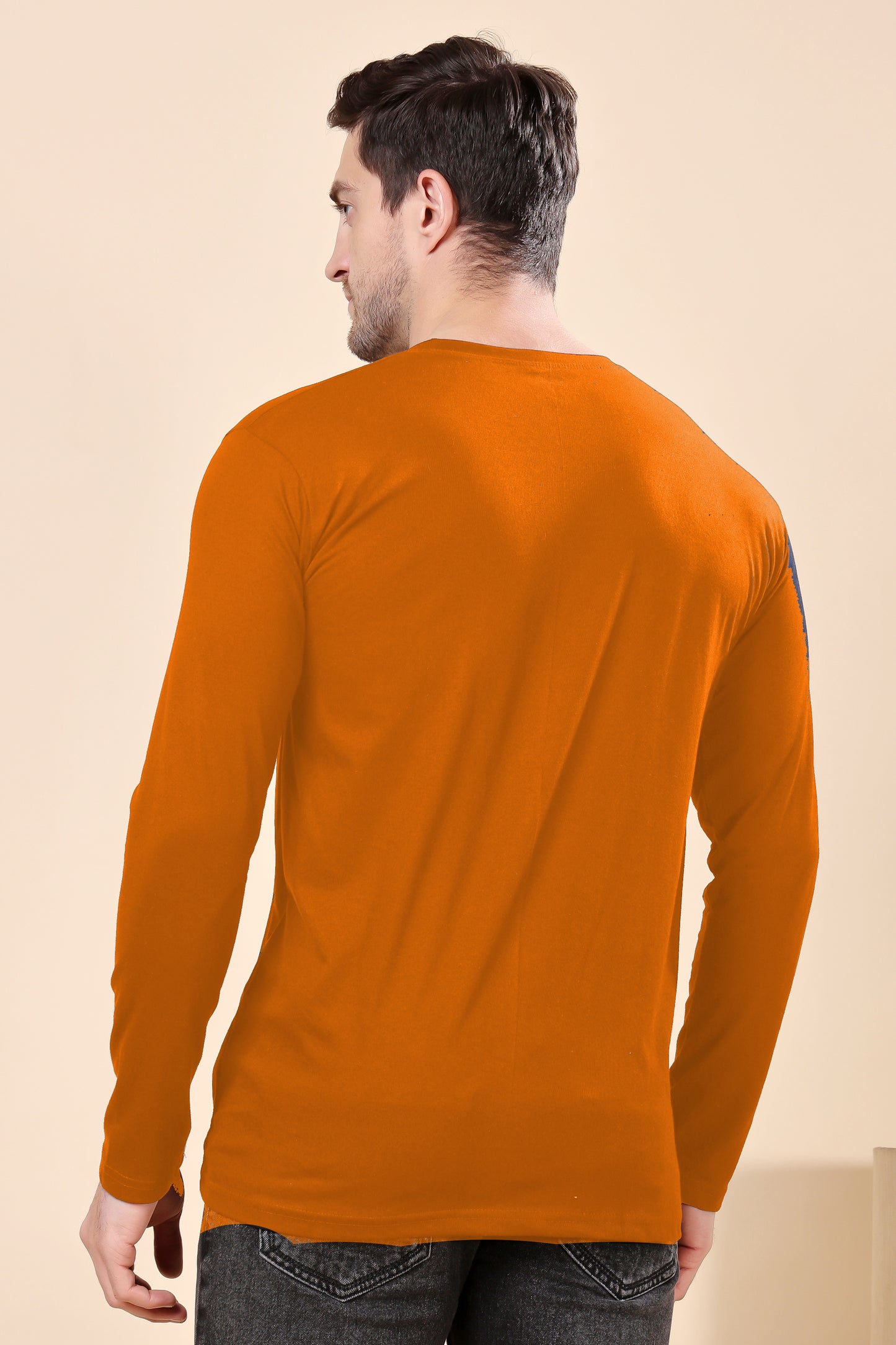 Kex Men Cotton Full Sleeve Solid Mustard Tshirt