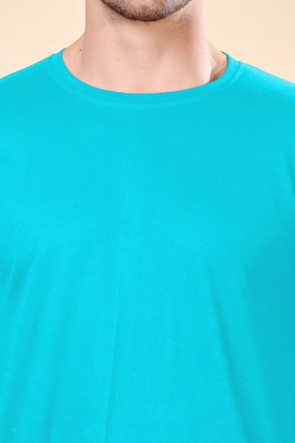 Kex Men Cotton Full Sleeve Solid Sky Blue Tshirt