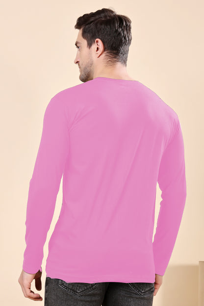 Kex Men Cotton Full Sleeve Solid Pink Tshirt