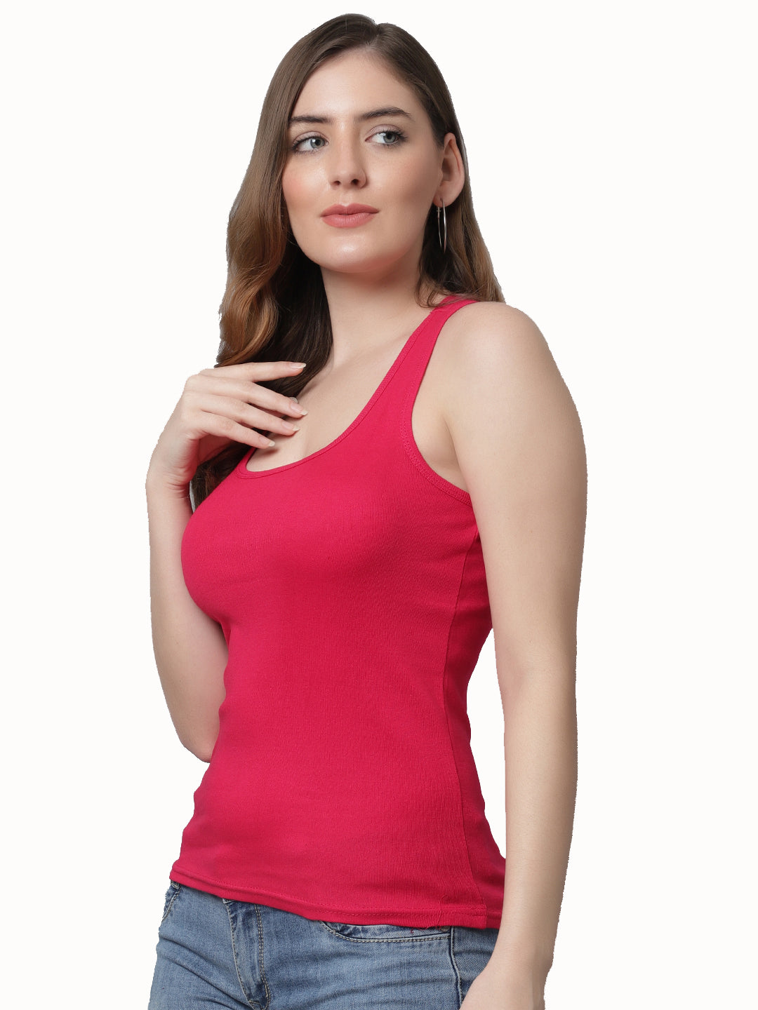 Kex Women Lock Neck Tank Top Pink & Red Pack of 2