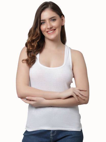 Kex Women Lock Neck Tank Top White & Black Pack of 2