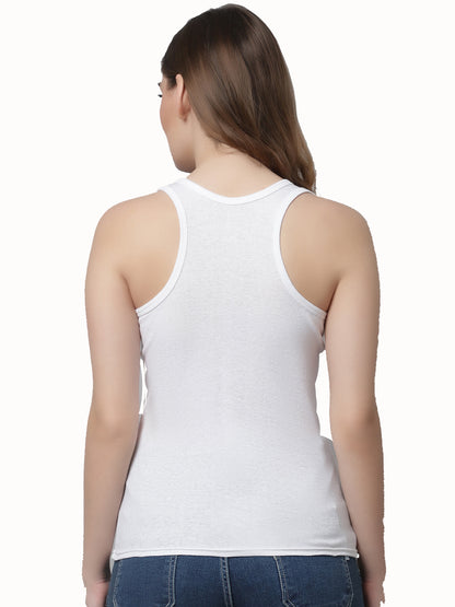 Kex Women Lock Neck Tank Top White Pack of 2