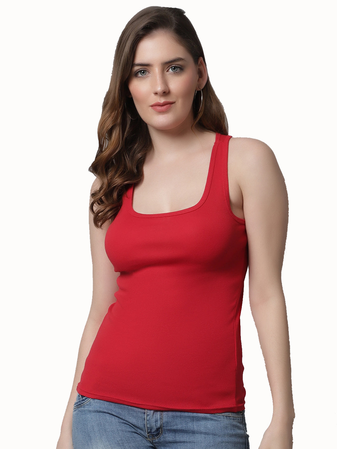 Kex Women Lock Neck Tank Top Red Pack of 2