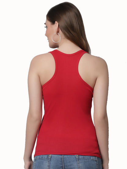 Kex Women Lock Neck Tank Top Red Pack of 2