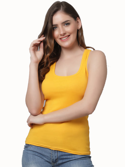 Kex Women Lock Neck Tank Top Yellow Pack of 2