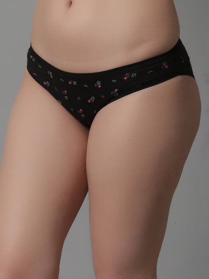 Kex Women Printed Panty Black & Maroon Pack of 2