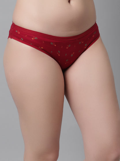 Kex Women Printed Panty Black & Maroon Pack of 2