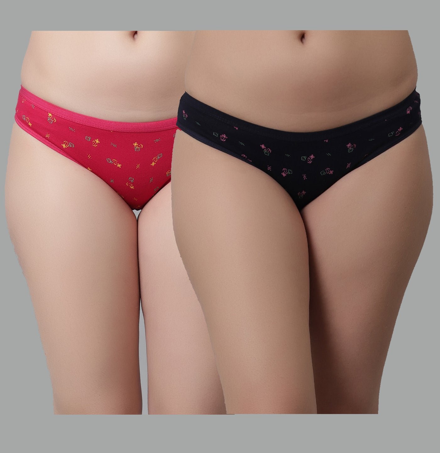 Kex Women Printed Panty Pink & Navy Blue Pack of 2