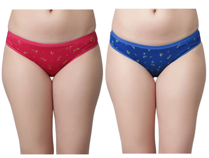 Kex Women Printed Panty Pink & Blue Pack of 2