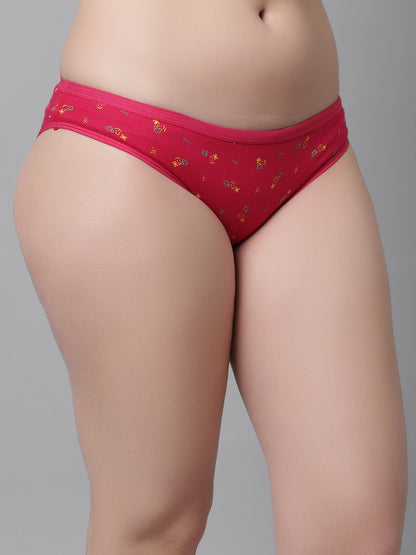 Kex Women Printed Panty Dark Pink