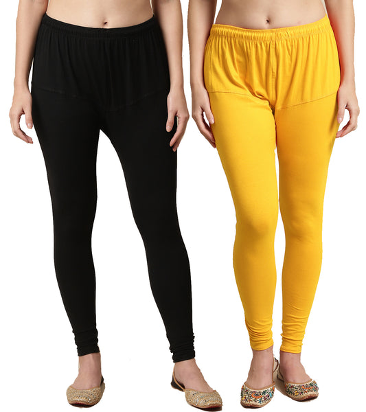 Kex Women Ruby Leggings Black & Yellow Pack of 2