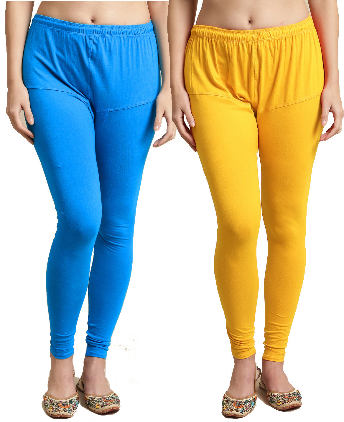 Kex Women Ruby Leggings Sky Blue & Yellow Pack of 2