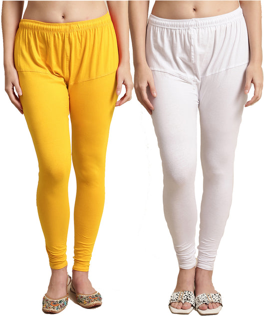 Kex Women Ruby Leggings Yellow & White Pack of 2