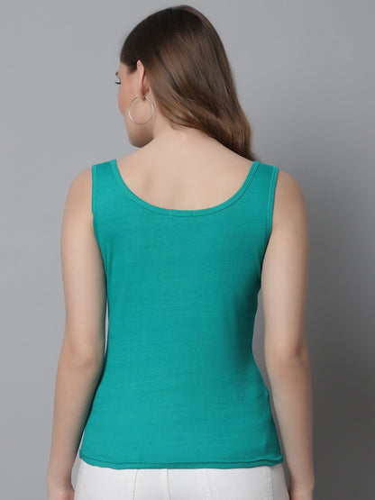 Kex Women Round Neck Tank Top Sea Green