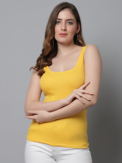 Kex Women Round Neck Tank Top Yellow