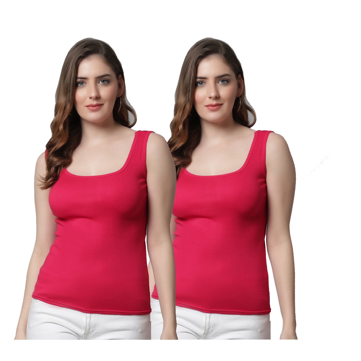 Kex Women Round Neck Tank Top Pink Pack of 2