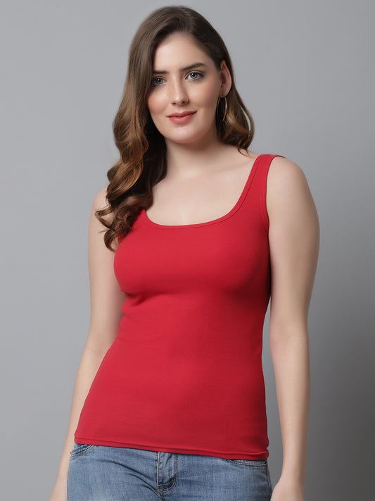 Kex Women Round Neck Tank Top Red