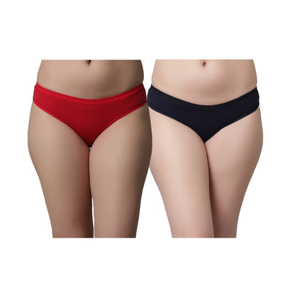 Kex Women Solid Panty Red & Navy Blue Pack of 2