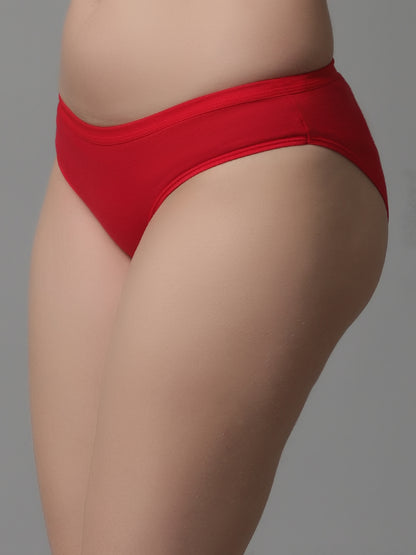 Kex Women Solid Panty Red & Turquoise Pack of 2