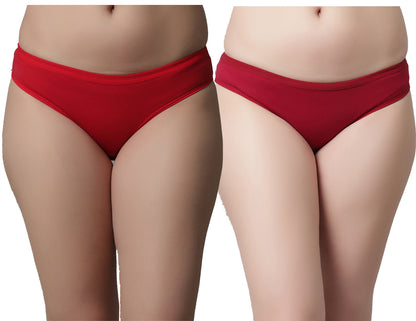 Kex Women Solid Panty Maroon & Red Pack of 2